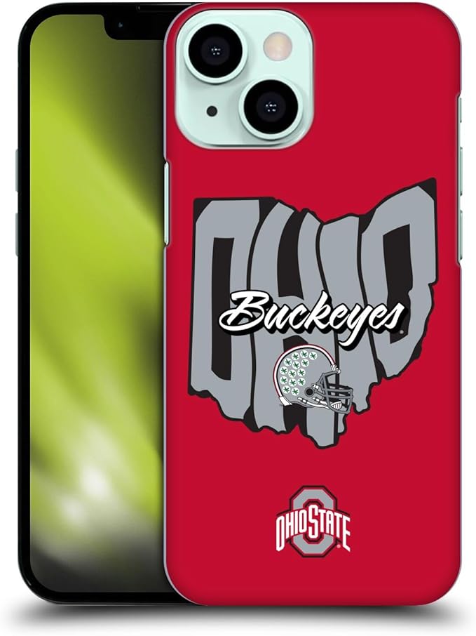 Head Case Designs Officially Licensed Ohio State University Map Football Graphics Hard Back Case Compatible with Apple iPhone 13 Mini