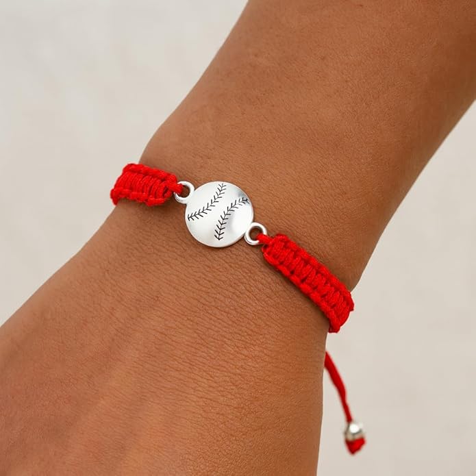 Sportybella - Baseball Bracelet, Baseball Jewelry, Adjustable Braided Baseball Bracelet, Baseball Gifts, Baseball Accessories