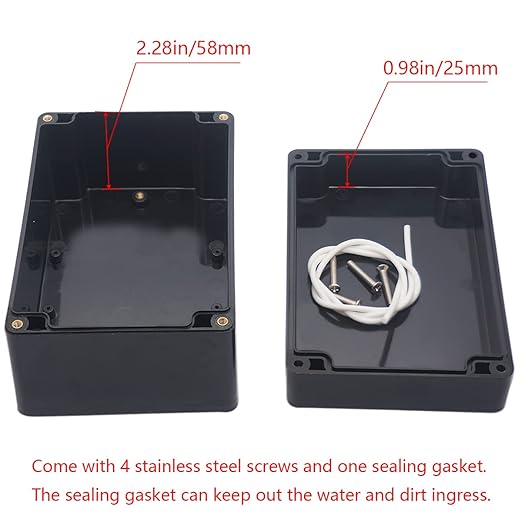 Junction Box IP65 Waterproof ABS Plastic Electrical Project Case Power Junction Boxes, Project Box with 4 PCS M16 Cable Glands 6.3x4.33x3.54 inch (160 x 110 x90 mm)