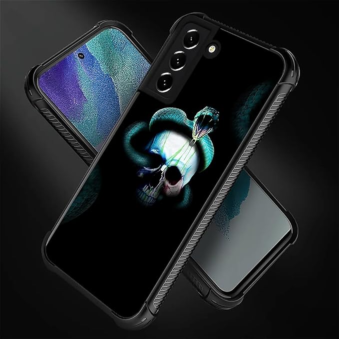 for Samsung Galaxy S22 Case, Skeleton Winding Snake Pattern Graphic Design Girl Boy Soft Silicone Hard Acrylic Shock Protection for Samsung Galaxy S22