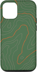 Backcountry Topo Guide Orange Lines Topographical Map Case for iPhone 12/12 Pro