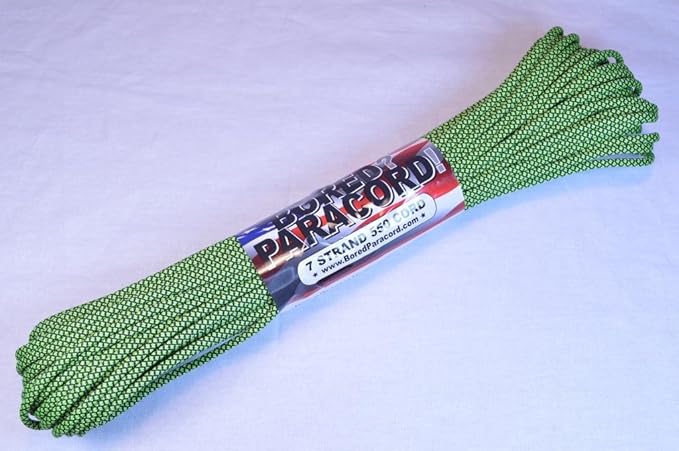 BORED? PARACORD! 550 lb Paracord – Ideal for Crafting, DIY Projects, Camping, Military & Active Outdoors – 300+ Colors – Tactical Parachute Cord Type III – Strong - Lime Diamonds 50 Feet