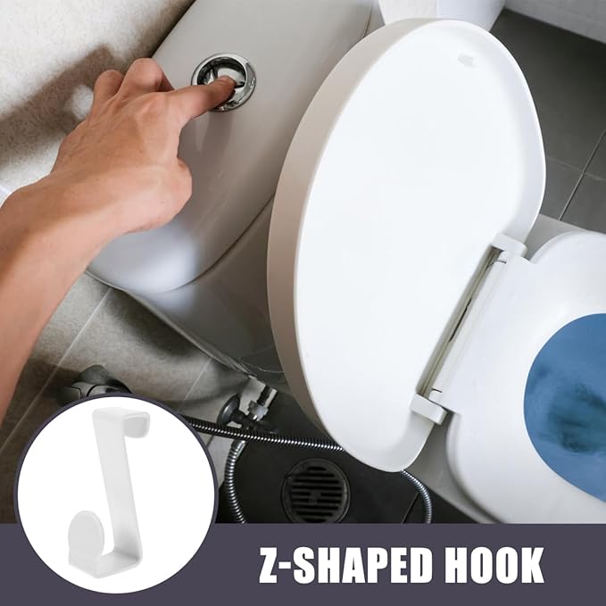 2Pcs Potty Seat Hooks, Multipurpose Plastic Tank Couples for Hanging Potty Holder Toilet Training Seat, Washer Specific Z-Shaped Toilet Storage Hooks for Bathroom, Kitchen and Other Home