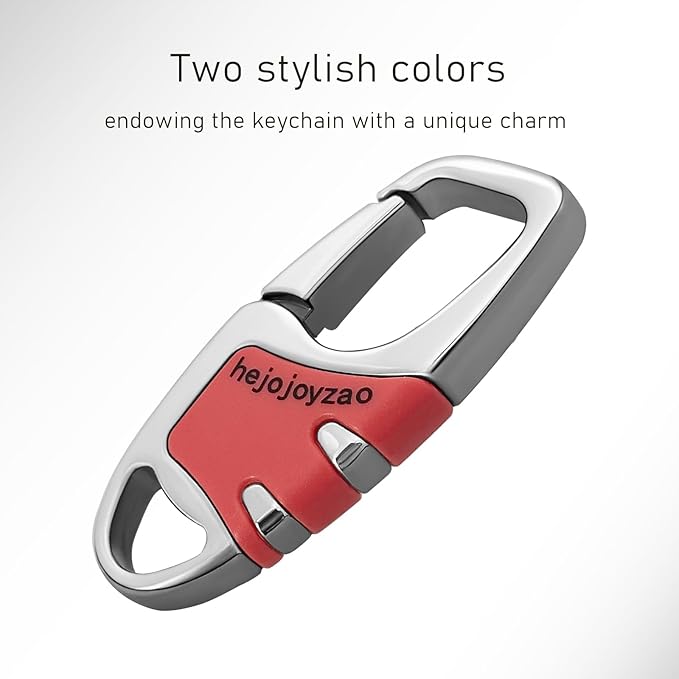 Keychain with Carabiner Clip, 4 Heavy Duty Key Rings and D Ring for Men's Car Key Fob Holder Fits Belt Loops