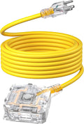 DEWENWILS 25FT Outdoor Heavy Duty Extension Cord, 14 AWG SJTW Power Cord with Dust-Proof & Waterproof Switch, 6 Outlets Transparent Plug Tail for Multiple Devices, 15A/125V/1875W, ETL Listed