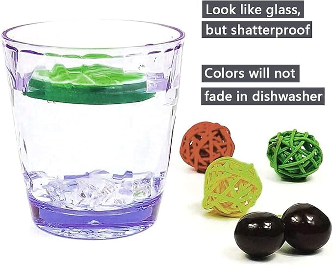10 Oz Unbreakable Tritan Drinking Glasses Shatterproof Acrylic Glasses Drinkware BPA Free Hard Plastic Cups Reusable Kitchen Water Glasses Drinking Set of 8 (Blue)