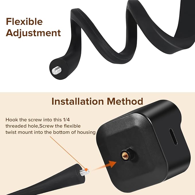 delilyn Flexible Twist Mount for All-New Blink Outdoor 4 (4th Gen) & Blink Outdoor (3rd Gen), Weatherproof Protective Housing with Charging Cutout and Gooseneck Mount for Blink Camera
