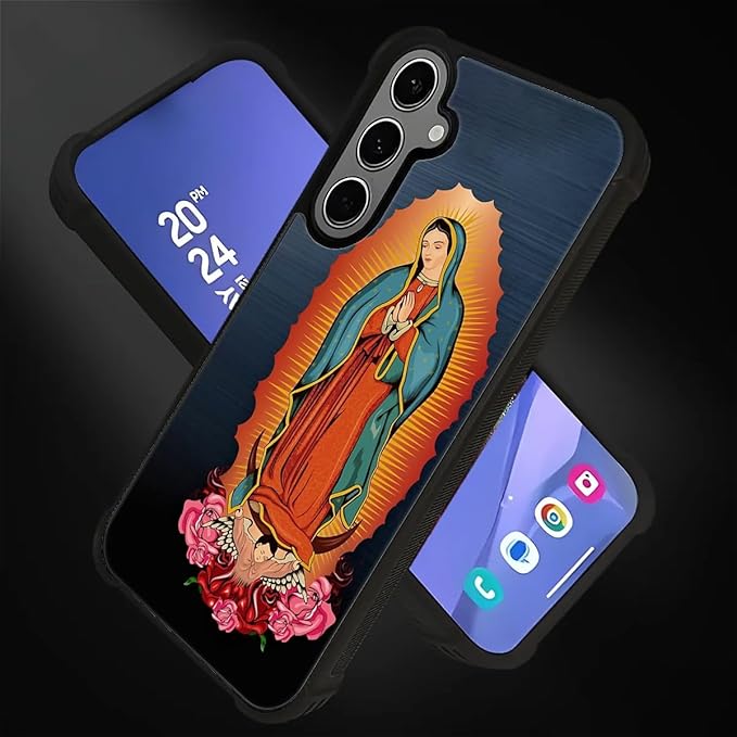 for Samsung Galaxy S24 S25 Plus Case, Red Virgen Guadalupe Pattern Graphic Design Girl Boy Soft Silicone Hard Acrylic Shock Protection for Samsung Galaxy S24 S25 Plus