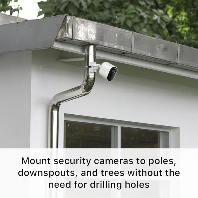 Holicfun No-Drill Outdoor Security Camera Pole Mount, Universally Compatible with Ring, Blink, Eufy, Wyze, Arlo, Google Nest, Simplisafe Cameras, and More - White