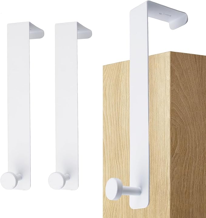 T-Shaped Over the Door Hooks, 2Pcs Rustproof Stainless Steel Door Hooks Over Door Coat Hangers for Home, Office (White)