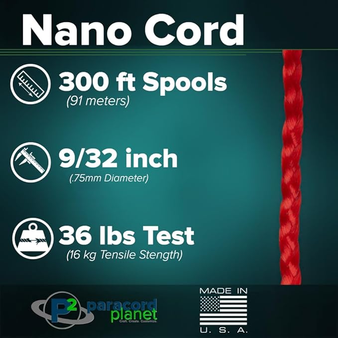 Paracord Planet Nano Cord –Lightweight Nylon Nano Paracord – Great for Arts & Crafts, Home Décor, Camping and More