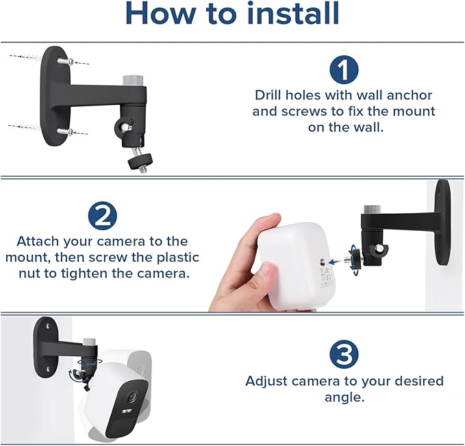 2Pack Wall Mount Compatible with eufyCam 2C/2C Pro, 2/2 Pro, 3C/S300, 3/S330, Also for SoloCam S220/C210, Adjustable Camera Mount Brackets for Eufy Camera Indoor/Outdoor - Black