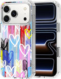 MOSNOVO for iPhone 17 Pro Case, Shockproof Military-Grade Protection 6.6ft Drop Tested, Camera Control, Clear Phone Case for iPhone 17 Pro, Graffiti Hearts Design