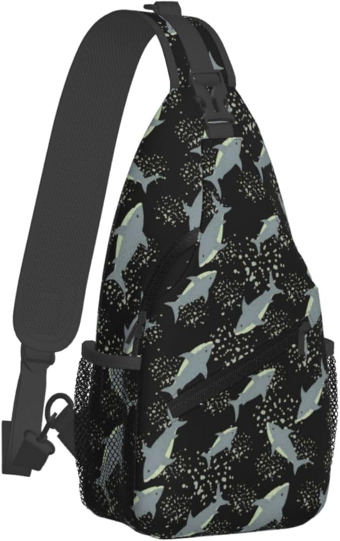 Sea Shark Sling Bag For Women Men Cute Shark Pattern Backpack Crossbody Shoulder Bag Sling Backpack Chest Bag Travel Hiking Casual Sport Daypack
