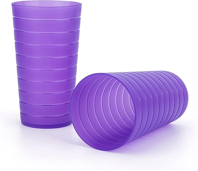 KX-WARE Mixed Drinkware 22-ounce Plastic Tumblers/Drinking Glasses/Party Cups/Iced Tea Glasses Set of 12 Purple | Unbreakable, Dishwasher Safe, BPA Free