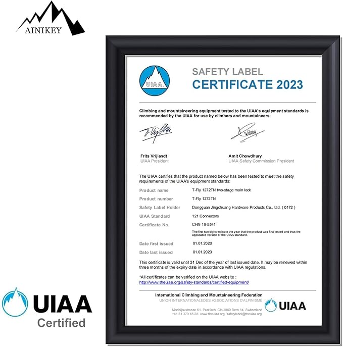 UIAA Certified Professional Heavy Duty Large Locking Carabiner Clips Climbing Carabiner 25kN Auto Locking Carabiner for Rock/Ice Climbing Rappelling Rescue Swing etc, D Shaped