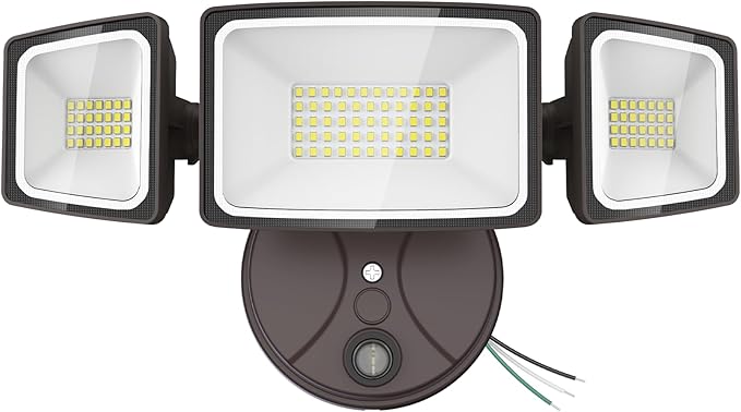 Onforu 70W LED Dusk to Dawn Flood Lights, 7000LM Brown Exterior Security Outdoor Lighting,IP65 Waterproof Outdoor 3 Adjustable Heads Photocell Light Fixture,6500K Floodlight for Garage,Patio,Yard