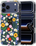 MOSNOVO for iPhone 17 Pro Max Case | Military Grade 6.6ft Drop Tested | Camera Control | Clear with Black Cat in Garden Design