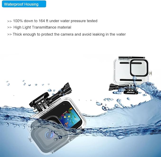 Accessories Kit for Gopro Hero 13 12 11 10 9 Black Waterproof Housing Silicone Case Glass Screen Protector Bundle for Go pro Gopro13 Gopro12 Gopro11 Gopro10 Hero13 Hero12 Hero11 Hero10 Camera 62E