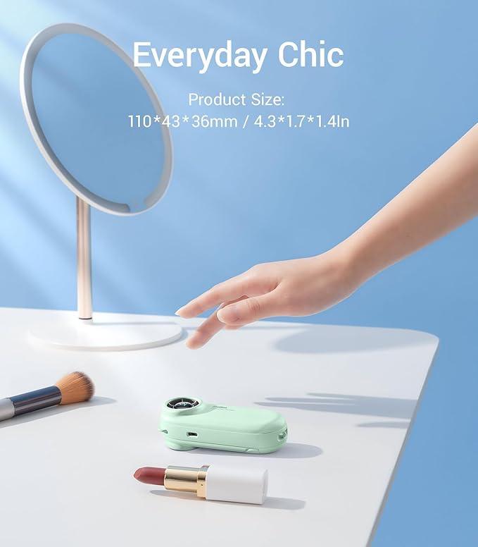 Diveblues TurboBear Portable Handheld Turbo Fan- Powerful Air Speed, Ultra-Light 86.5g Hand Fan, 5 Gear Cooling, Rechargeable Battery Powered, Pocket Cute Small Fan Travel Essentials Gifts Women