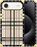 for iPhone 17 Air Case Luxury Golden Decoration for Girl Women Soft TPU Shockproof Protective Hard PC Back for iPhone 17 Air Crazy Pattern Black Red Beige Stripes