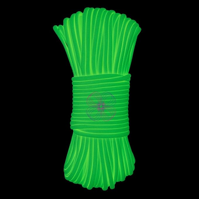 Craft County Glow in The Dark Zesty 21 Strand Luminous 550 Paracord – for DIY Bracelets, Lanyards, and Jewelry (Yellow, 10 Feet)