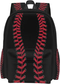 cfpolar 17 Inch Backpack Black Baseball Red Stitches Laptop Bag Shoulder Bag School Bookbag Casual Daypack For Boys Girls,A-8