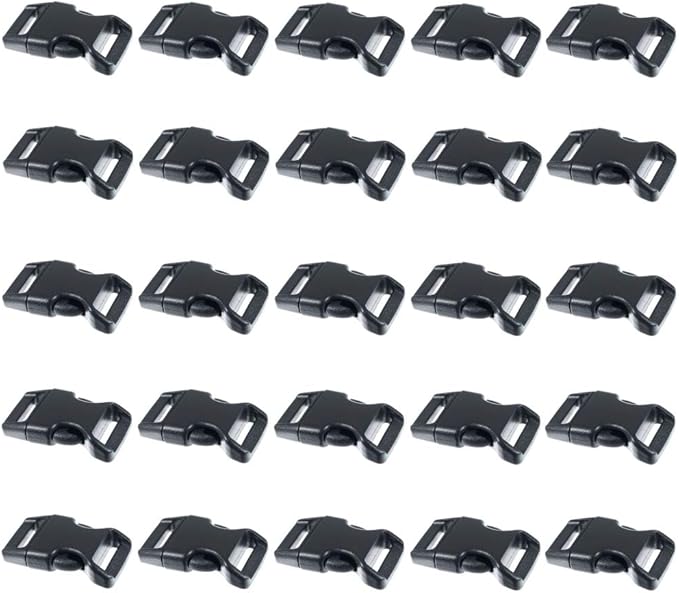 Black Plastic Side Release Buckles for Paracord Bracelets (5/8 Inch, 50 Pack)