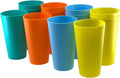 AOYITE 32-ounce Plastic Tumblers Reusable Dishwasher Safe BPA Free Large Drinking Cups Set of 12 For Kids Women Men Use(Multicolor)