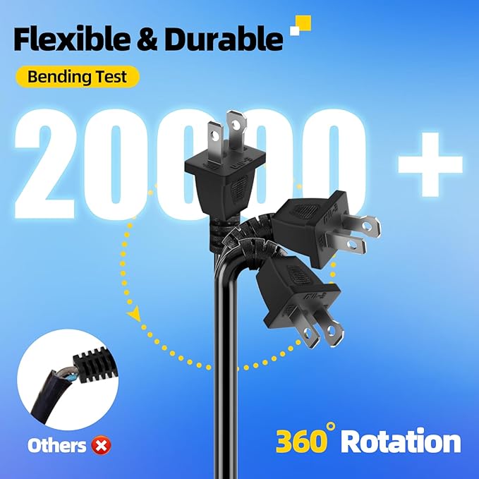 UL Listed Outdoor Extension Cord 2 Prong 25 FT Polarized Plug SJTW 16/2 Gauge 13 AMP 125V 1625W, Black Outdoor Extension Cord Waterproof, Flame & Cold Retardant,Water & Weather Resistant