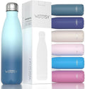 WATERSY Stainless Steel water bottles,17oz/500ml Insulated Water Bottles,Ocean Blue metal water bottle Keeps Drink Cold and Hot,BPA Free kids water bottles for School,Gym,Travel,Sports