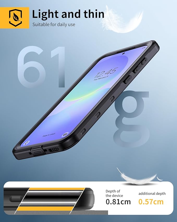 Lanhiem for Samsung Galaxy A37 A36 Phone Case, IP68 Waterproof Dustproof, Built-in Screen Protector, Rugged Full Body Shockproof Protective Cover for Samsung A36 A37 5G 6.7", Black