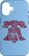Philadelphia Street Map Liberty Bell Vintage Maroon Philly Case for iPhone 16