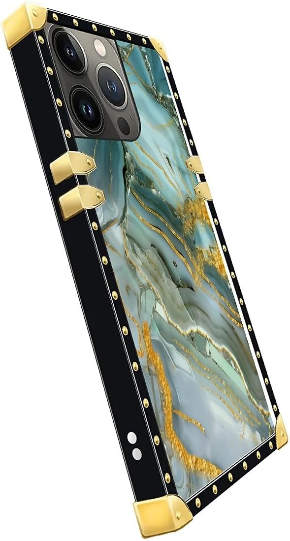 Compatible with iPhone 14 Pro Max Case, Golden Texture Marble Veining Luxury Golden Decoration for Girl Women Soft TPU Shockproof Protective Hard PC Back for iPhone 14 Pro Max