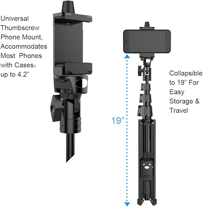 Fugetek 51" Professional Selfie Stick Tripod, 100% All Aluminum Stick & Legs, Lightweight, Detachable Bluetooth Remote, Portable All in One, Compatible with iPhone & Android, Non Skid Feet, Black