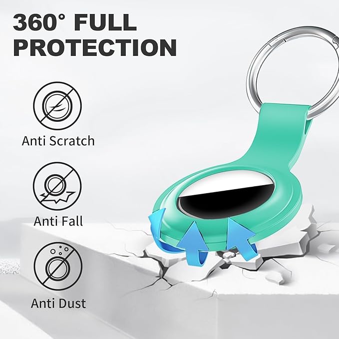 Linsaner Case for AirTag 2nd Gen (2026) & 1st Gen, Silicone Holder Keychain Key Ring, Protective Cover for Apple for Air Tags, GPS Finder Accessories for Bags, Pets, Kids, Luggage, Mint Green