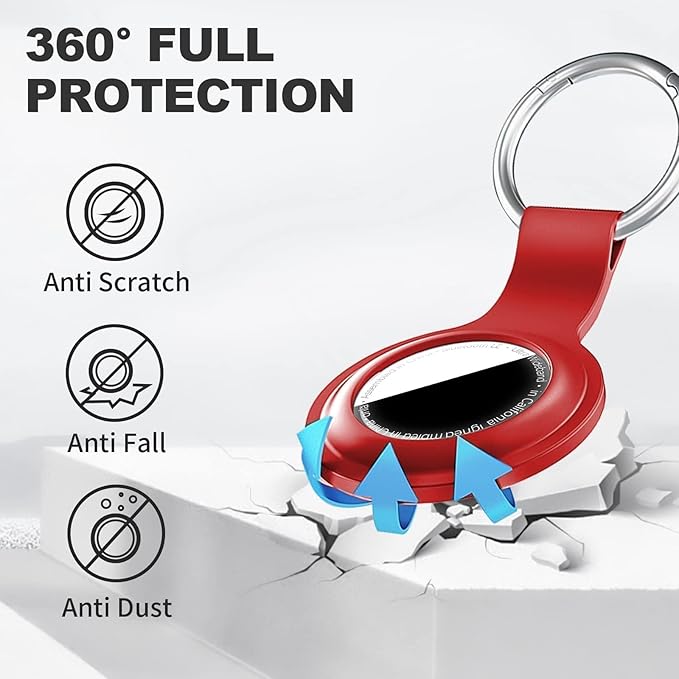 Linsaner Compatible with AirTag Case Keychain for Air Tag Holder Silicone for AirTags Key Ring Cases Tags Chain for Apple for AirTag GPS Item Finders Accessories，Red