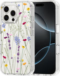 MOSNOVO Case for iPhone 16 Pro Max, [Buffertech 6.6ft Military-Grade Drop Protection] [Anti Peel Off Tech] Clear TPU Bumper Phone Case Cover Design - Floral Garden