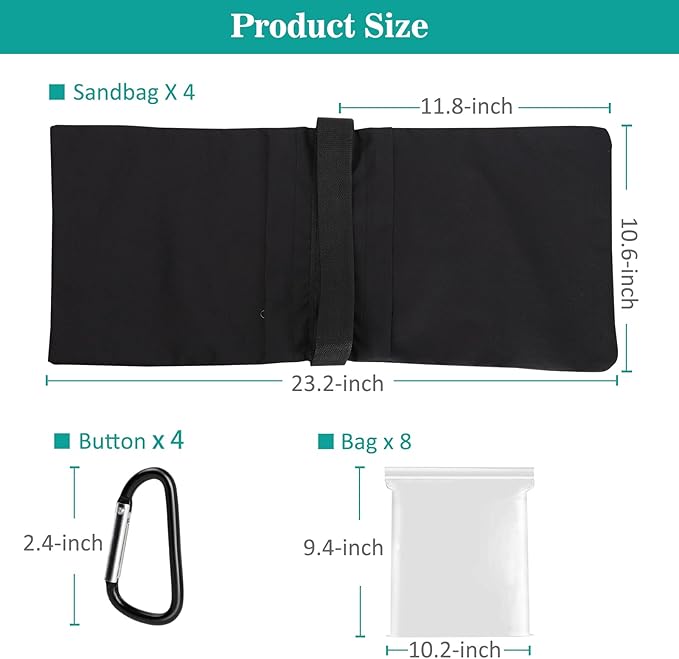 Aimosen 4 Packs Sandbags Weight Bags for Light Stand Photography Video Equipment, Heavy Duty Saddlebag for Backdrop Stand, Photo Tripod, Canopy, Pop up Tent, Umbrella Base, Fishing Chair, Picnic Table