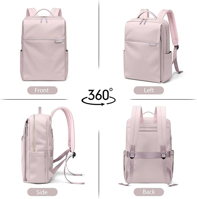 Laptop Backpack for Women, Work Business Traval Computer Backpacks with Laptop Compartment Waterproof Casual Daypack for Travel College,16Inch,Pinkish Grey
