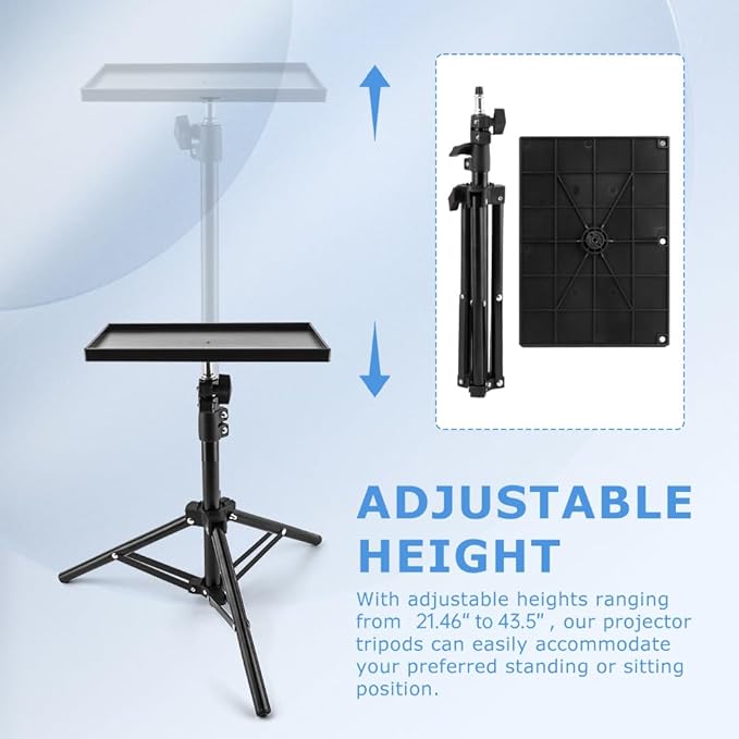 Projector Stand Tripod, 21'' to 44'' Height Adjustable Portable Laptop Tripod Stand, Multifunctional DJ Rack Stand Holder for Outdoor Office Home Stage Studio Holder(COLOR:Black)