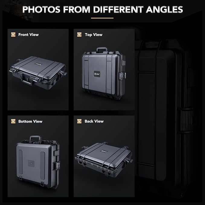 Lykus HC-4610 Waterproof Hard Case with Foam, Interior Size 18.1x14.2x5.1 inch, Suitable for camera,laptop,electronic equipment and more