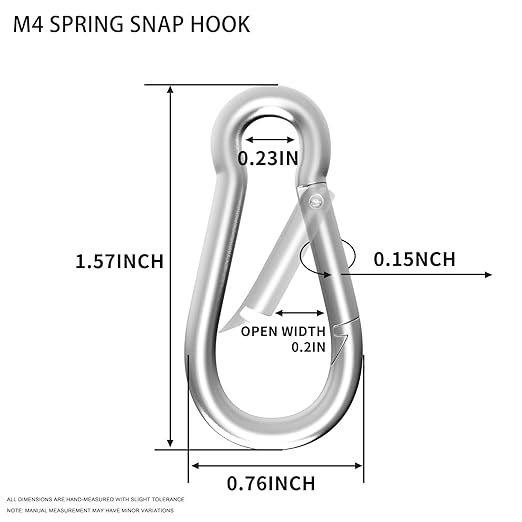 Carabiner, Heavy Duty Galvanized Steel Spring Snap Hook Carabiner Clips with 120LBS Holding Capacity, Ideal for Outdoor, Hammock, Swing and Travel (M4 1.57Inch, 30PCS)