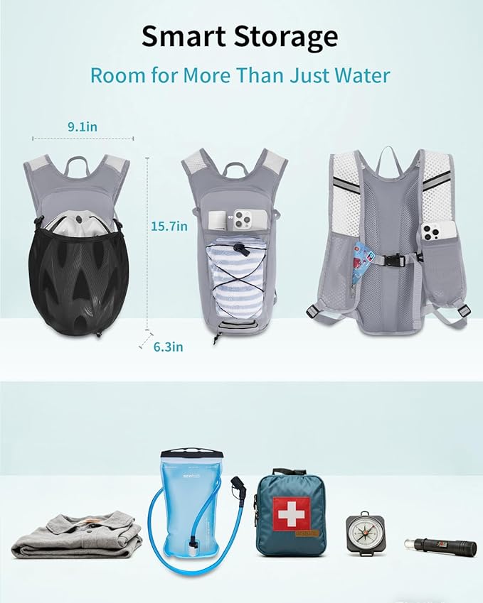 ECOHUB Hydration Backpack with 2L Water Bladder, Lightweight Running Hydration Pack for Men Women, Breathable Hiking Cycling Backpack for Outdoor Sports Marathon Travel