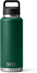 YETI Rambler 46 oz Bottle, Leakproof, Vacuum Insulated, Stainless Steel with Chug Cap, Black Forest Green