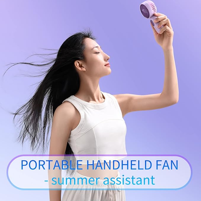 VanSmaGo Portable Mini 2-pack Handheld Personal Small Fan with 3-speed for Travel, USB Rechargeable Battery Operated Eyelash Fan, Black&White
