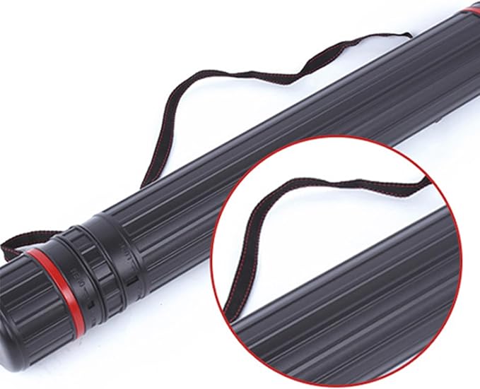 DEWEL 2Pcs Poster Tube Extends from 30" to 51", Telescoping Plastic Art Tube for Poster/Art/Document/Blueprint/Fishing Rod, Waterproof and Light Resistant with Carrying Strap(Black XL Size)