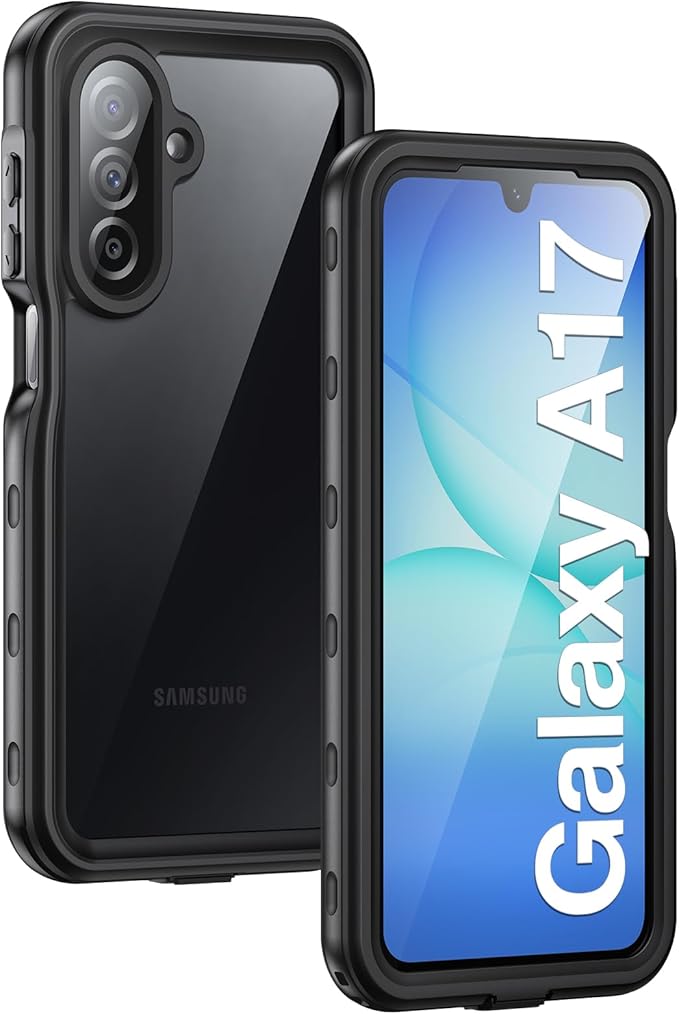 Lanhiem for Samsung Galaxy A17 5G Phone Case, IP68 Waterproof Dustproof, Built-in Screen Protector, Rugged Full Body Shockproof Protective Cover for Samsung A17 5G / 4G 6.7", Black/Clear