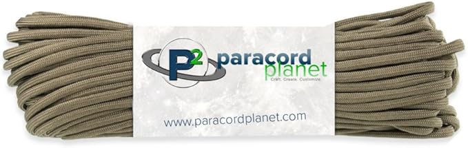 Paracord Planet Solid Color 550lb Paracord – 7 Strand Type III Nylon Cord for Indoor and Outdoor Tasks – Coyote Brown (50 ft)