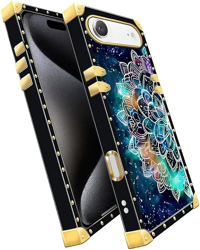 for iPhone 17 Air Case Luxury Golden Decoration for Girl Women Soft TPU Shockproof Protective Hard PC Back for iPhone 17 Air Crazy Pattern Starry Sky Colourful Mandala